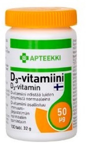APTEEKKI D3-vitamiini 50 mikrog 100 tabl.
