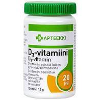APTEEKKI D3-vitamiini 20 mikrog 100 tabl