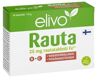 Elivo Rauta 25 mg B+C -vitamiinit 60 depottabl.