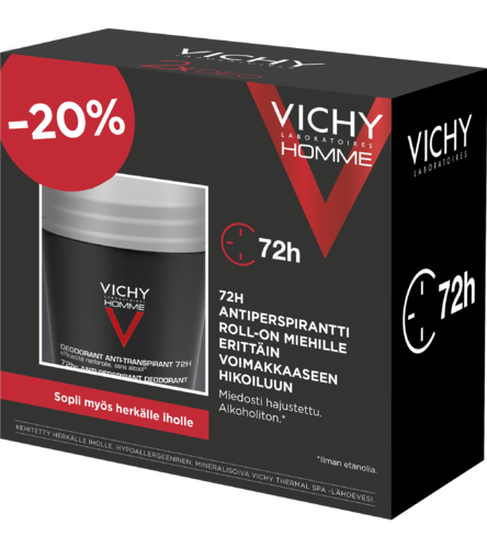 Vichy Homme 72h Antiperspirantti roll-on voimakkaaseen hikoiluun 50 ml x 2 kpl
