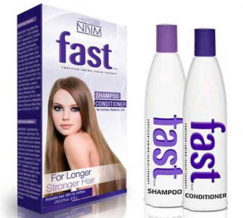Nisim Fast hiustenkasvua kiihdyttävä shampoo 300 ml + hoitoaine 300 ml yhteispaketti