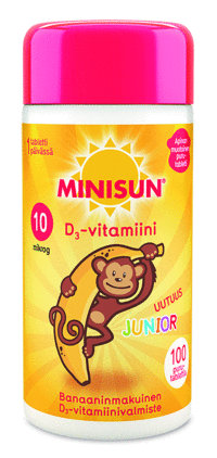 Minisun D-vitamiini Junior Apina 10 mikrog. 100 purutabl.