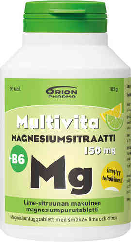 Multivita Magnesiumsitraatti +B6 lime-sitr. 90 purutabl.