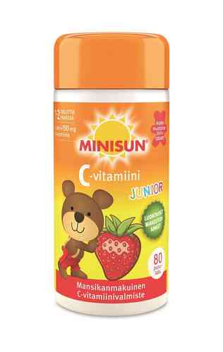 Minisun Junior C-vitamiini super nalle mansikka 80 tabl.