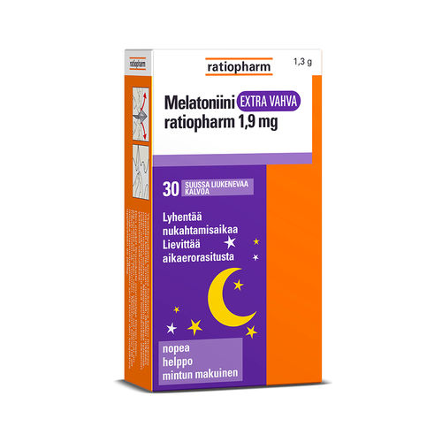 Melatoniini Extra Vahva ratiopharm 1,9 mg Suussa liukeneva kalvo 30 kpl