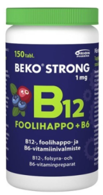 Beko Strong B12 + Foolihappo + B6 mustikka-karpalo 150 purutabl.