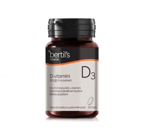 bertil's D3-vitamiini 50 mikrog. 150 purutabl.