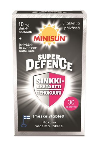 Minisun Super Defence sinkkiasetaatti vadelma-lakritsi 30 purutabl.