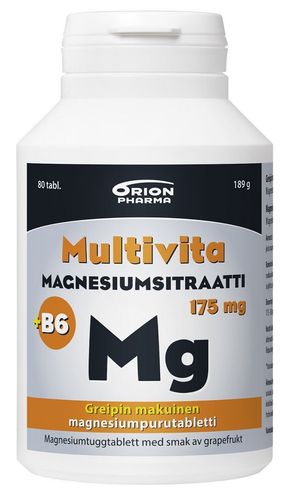 Multivita Magnesiumsitraatti +B6 greippi 175 mg 80 purutabl.