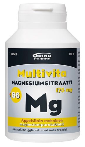 Multivita Magnesiumsitraatti +B6 appelsiini 175 mg 80 purutabl.