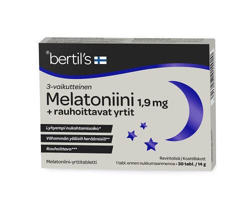 bertil's Melatoniini 1,9 mg + rauhoittavat yrtit