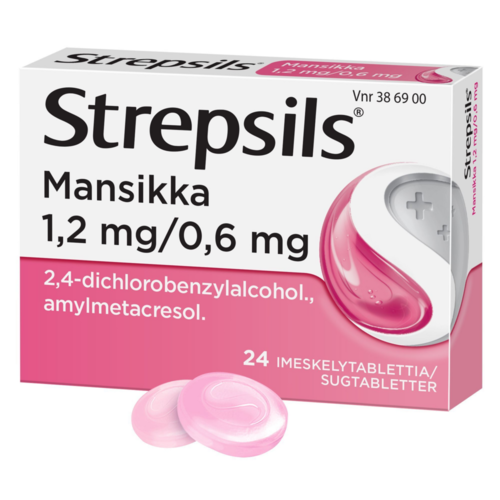 STREPSILS MANSIKKA imeskelytabletti 1,2/0,6 mg 24 fol