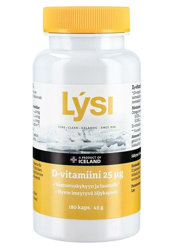 Lysi D3-vitamiini 25 mikrog 180 kaps.