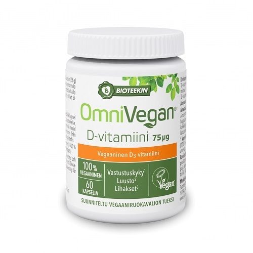 OmniVegan D-vitamiini 75 mikrog 60 kaps.