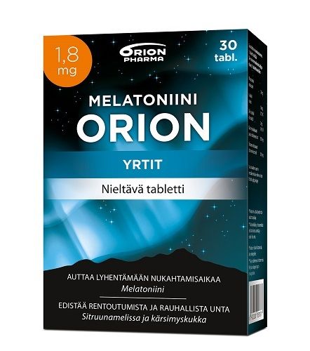 Melatoniini Orion 1,8 mg Yrtit nieltävä tabletti 30 tabl.