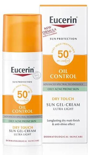Eucerin Sun Gel-Cream Oil Control rasvoittuvalle/akne iholle aurinkosuojavoide SPF 50+ 50 ml