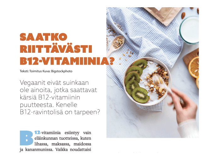 Saatko riittävästi B12-vitamiinia?
